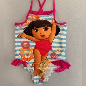 Y2K Dora the Explorer Swimsuit 2T 2014 Nickelodeon With FLAWS PLEASE READ